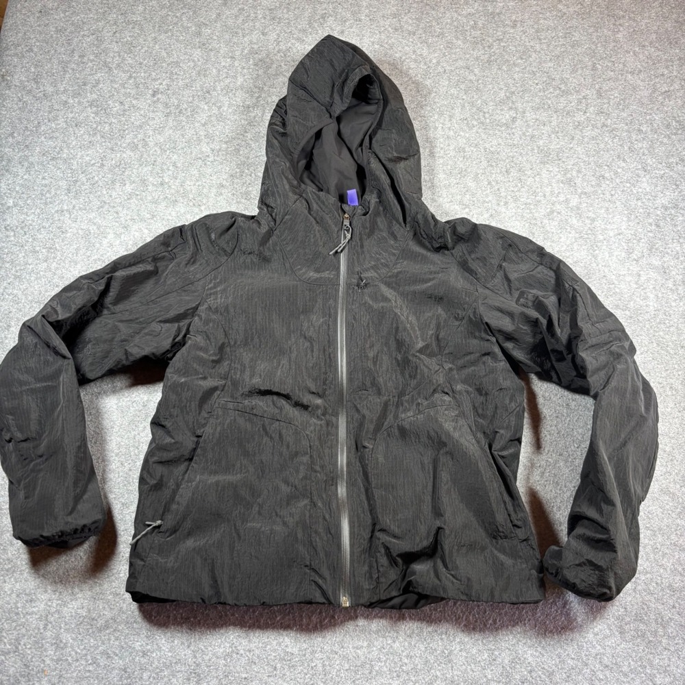 Lululemon Women Black Ripstop Hooded insulated Windbreaker Jacket Size 12